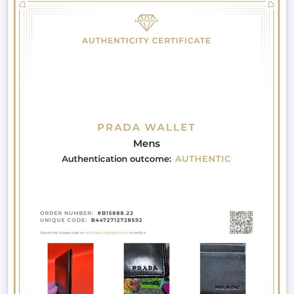 PRADA with COA.  Black Leather Men's Wallet. - Picture 2 of 11